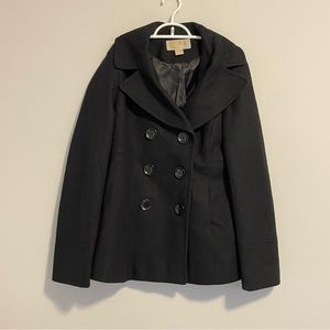 MICHAEL KORS size small black double breasted wool blend pea coat